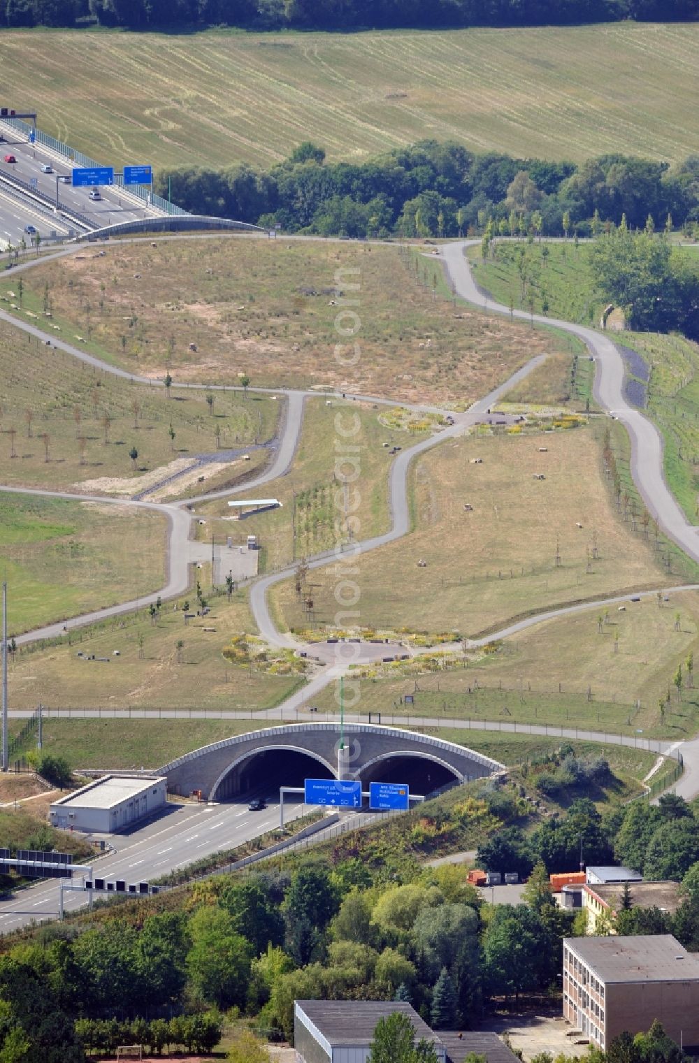 Aerial photograph Jena - View of Lobdeburg tunnel in Jena in Thuringia