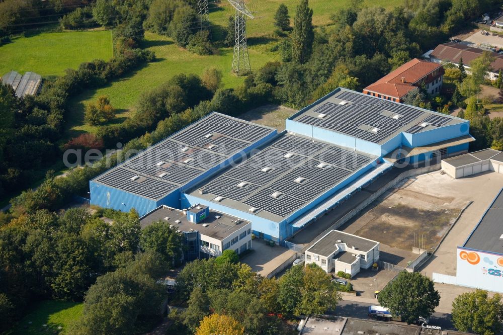 Gelsenkirchen Buer from the bird's eye view: Logistics and warehousing halls of BUNZL packaging GmbH in Gelsenkirchen in North Rhine-Westphalia