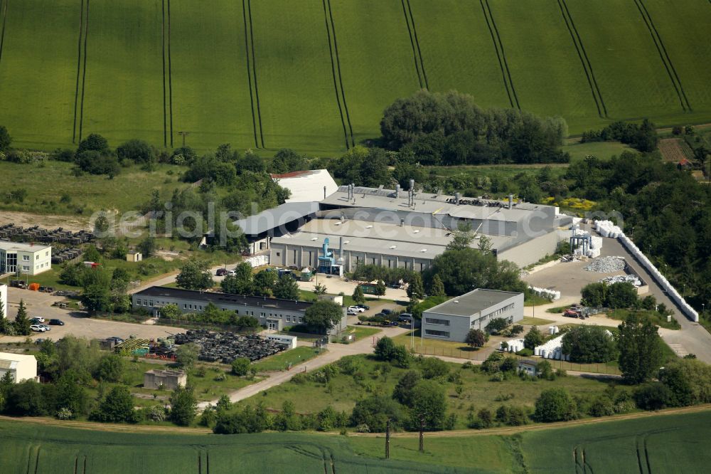 Rockensußra from above - Logistics yard of the scrap - recycling sorting plant for tank scrapping on street Industriegebiet in Rockensussra in the state Thuringia, Germany