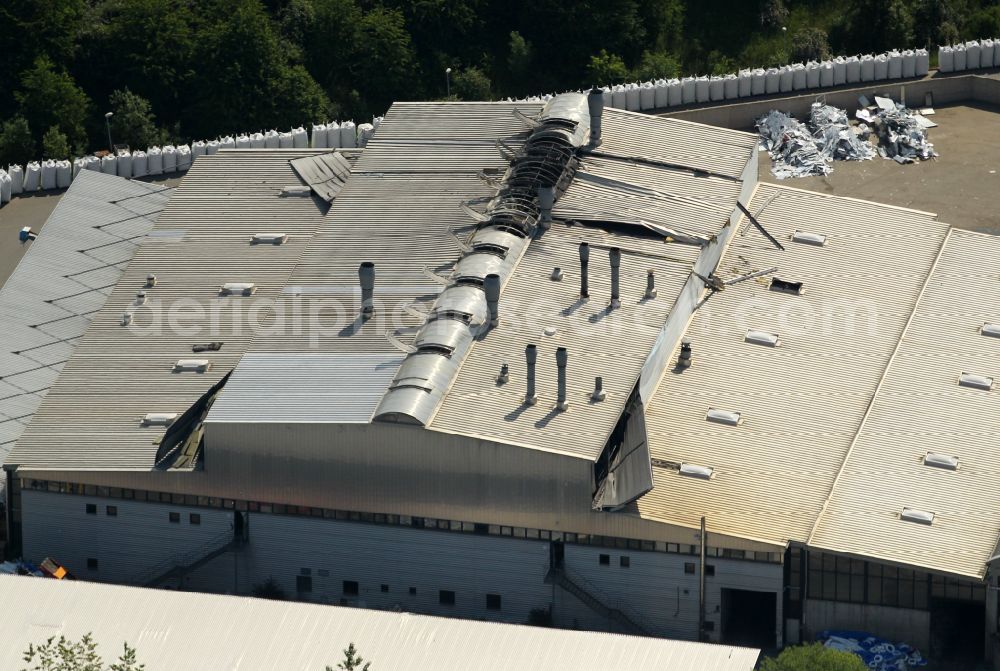 Aerial image Rockensußra - Logistics yard of the scrap - recycling sorting plant for tank scrapping on street Industriegebiet in Rockensussra in the state Thuringia, Germany