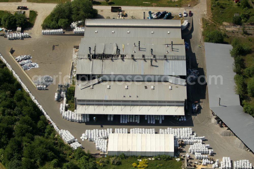 Rockensußra from above - Logistics yard of the scrap - recycling sorting plant for tank scrapping on street Industriegebiet in Rockensussra in the state Thuringia, Germany