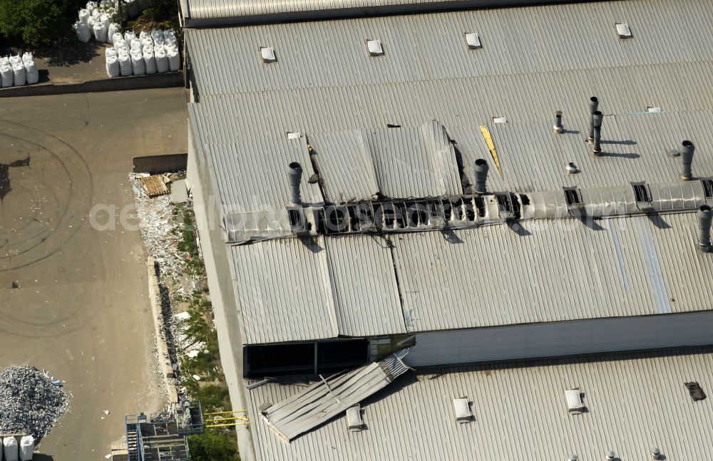 Rockensußra from the bird's eye view: Logistics yard of the scrap - recycling sorting plant for tank scrapping on street Industriegebiet in Rockensussra in the state Thuringia, Germany