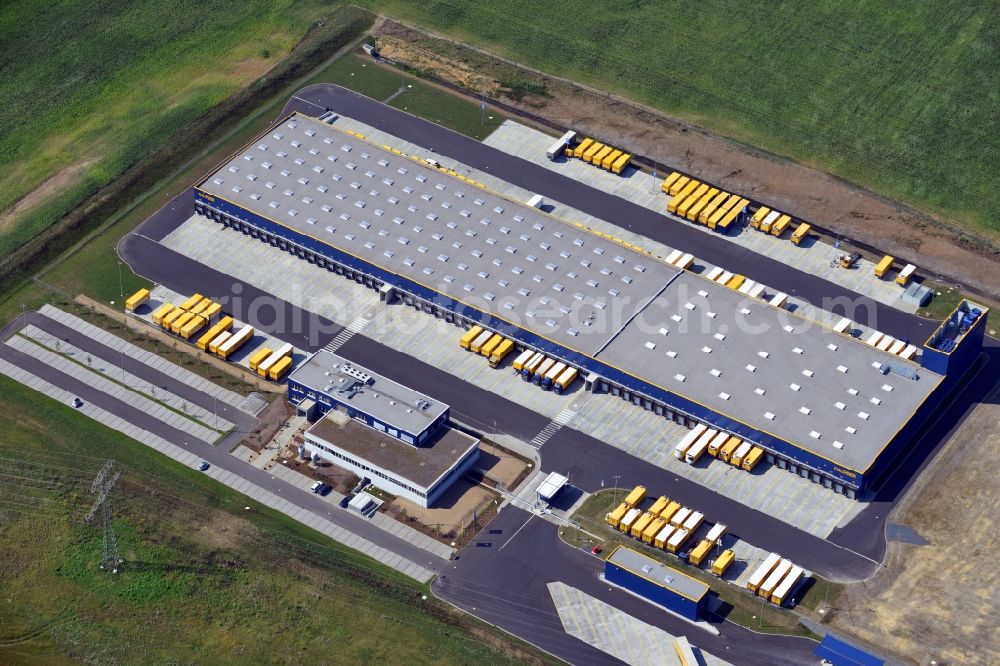 Radeburg from above - View of the logistics center of Dachser GmbH & Co. KG at Thomas Dachser Strasse in Radeburg near Dresden in the state Saxony