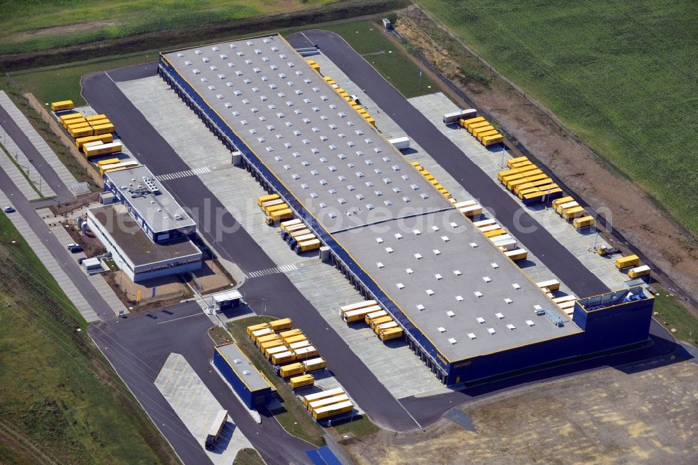 Aerial photograph Radeburg - View of the logistics center of Dachser GmbH & Co. KG at Thomas Dachser Strasse in Radeburg near Dresden in the state Saxony