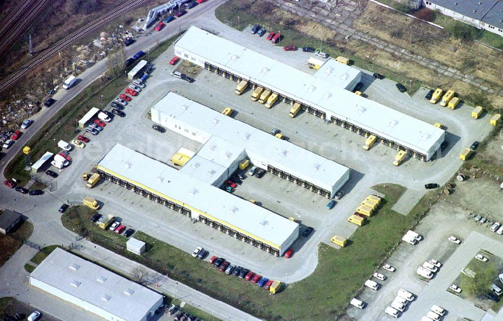 Aerial image Berlin - Mahlsdorf - Logistikzentrum der Deutschen Post an der B1 in Berlin - Mahlsdorf. 09.04.2002