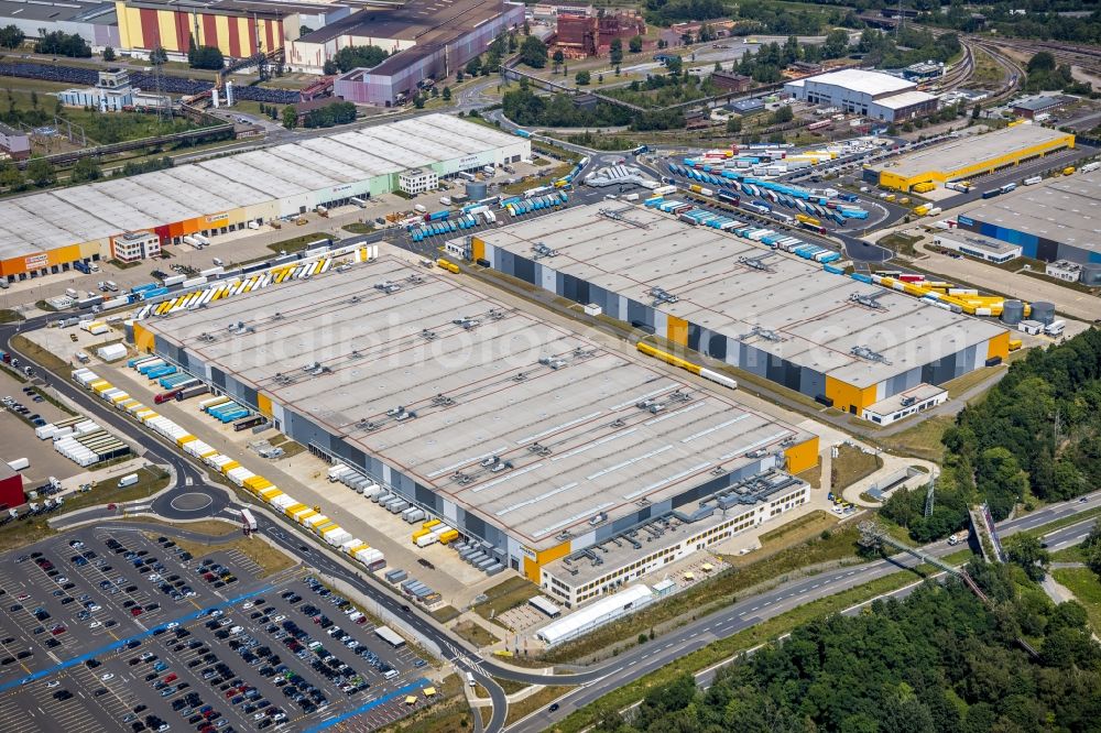 Dortmund from the bird's eye view: Complex of buildings on the site of the logistics center of the online retailer Amazon in the district of Downtown North in Dortmund in the state of North Rhine-Westphalia