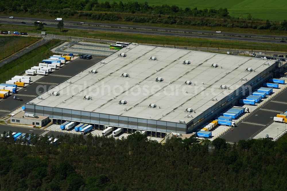 Kiekebusch from above - Logistics center of the Achim Walder retailer Amazon in Kiekebusch in the state of Brandenburg, Germany