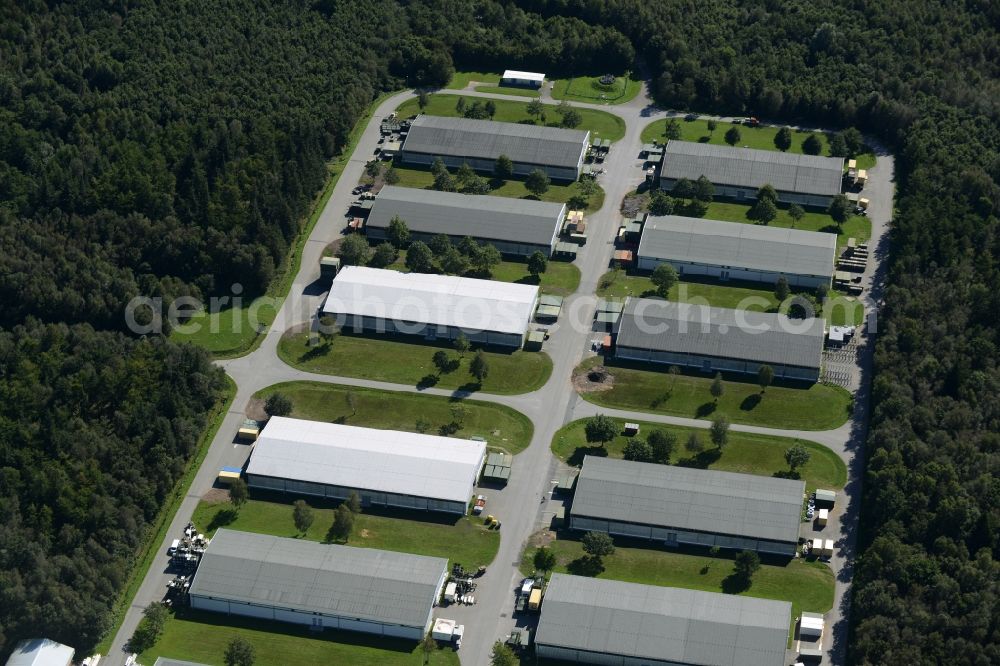 Aerial image Wester-Ohrstedt - Logistics center and camp at the Materialwirtschaftszentrum of the German armed forces in Wester-Ohrstedt in the state Schleswig-Holstein