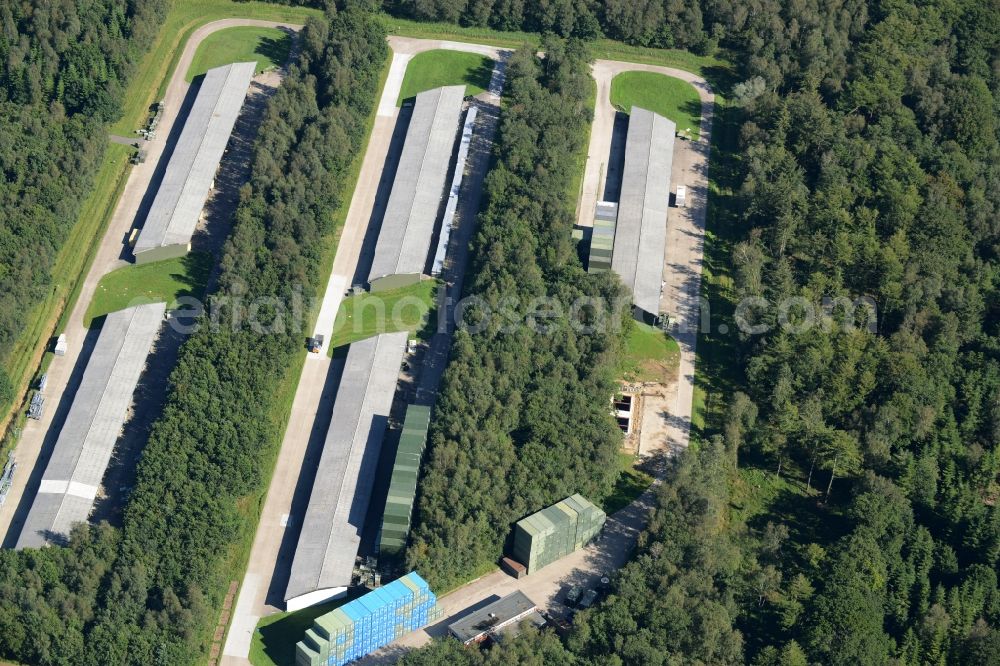 Aerial image Wester-Ohrstedt - Logistics center and camp at the Materialwirtschaftszentrum of the German armed forces in Wester-Ohrstedt in the state Schleswig-Holstein