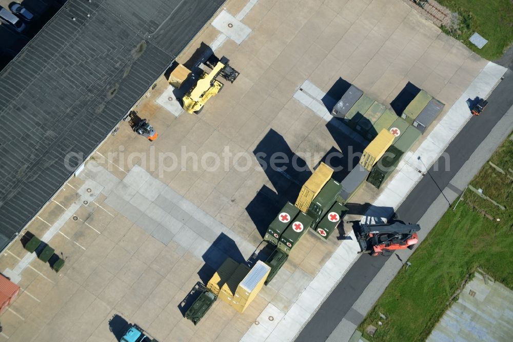 Wester-Ohrstedt from above - Logistics center and camp at the Materialwirtschaftszentrum of the German armed forces in Wester-Ohrstedt in the state Schleswig-Holstein