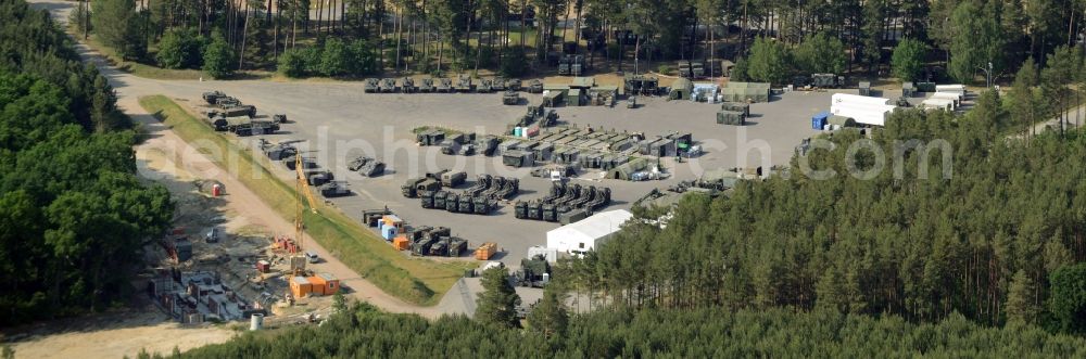 Aerial image Kleinwudicke - Logistics center and camp at the military training ground of the german army Bundeswehr in Kleinwudicke in the state Brandenburg