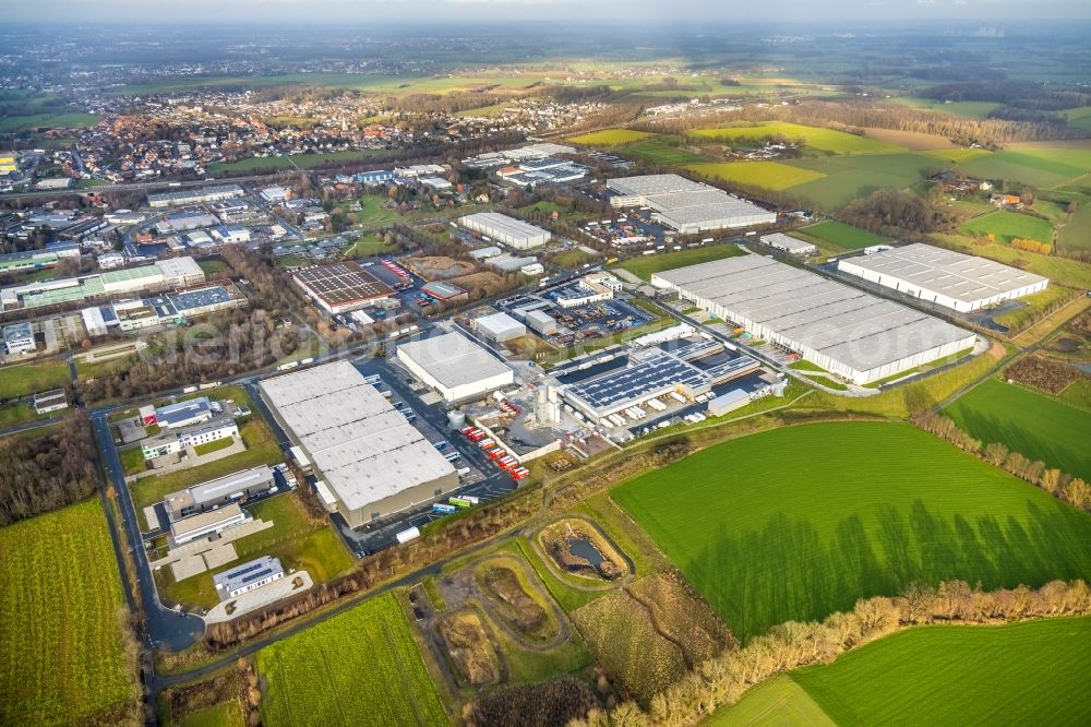 Aerial photograph Hamm - Complex on the site of the logistics center on Oberallener Weg in Hamm in the state North Rhine-Westphalia, Germany