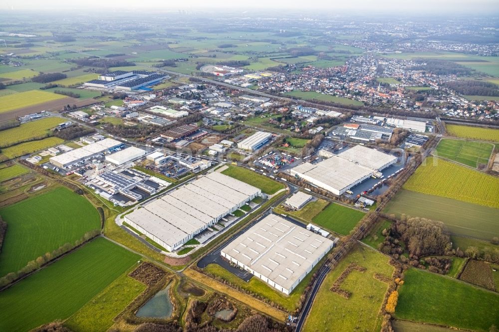 Aerial photograph Hamm - Complex on the site of the logistics center on Oberallener Weg in Hamm in the state North Rhine-Westphalia, Germany