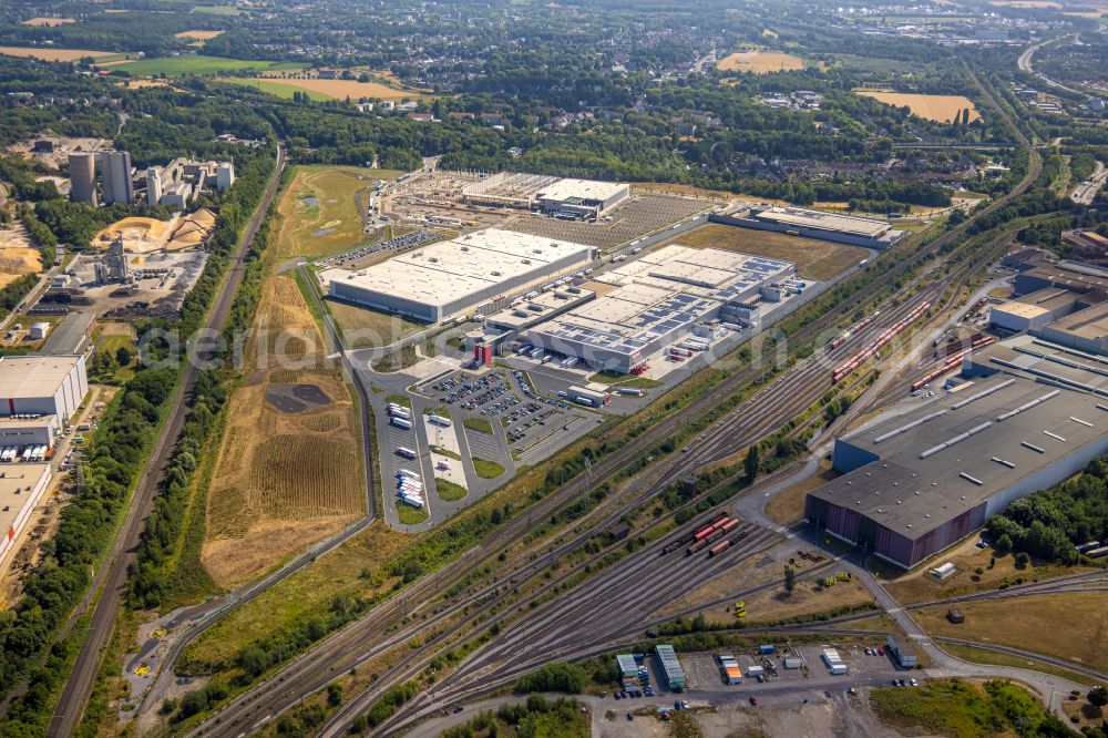 Aerial photograph Dortmund - Building complex on the site of the logistics center REWE DORTMUND Grosshandel eG on Rueschebrinkstrasse in Dortmund at Ruhrgebiet in the state North Rhine-Westphalia, Germany