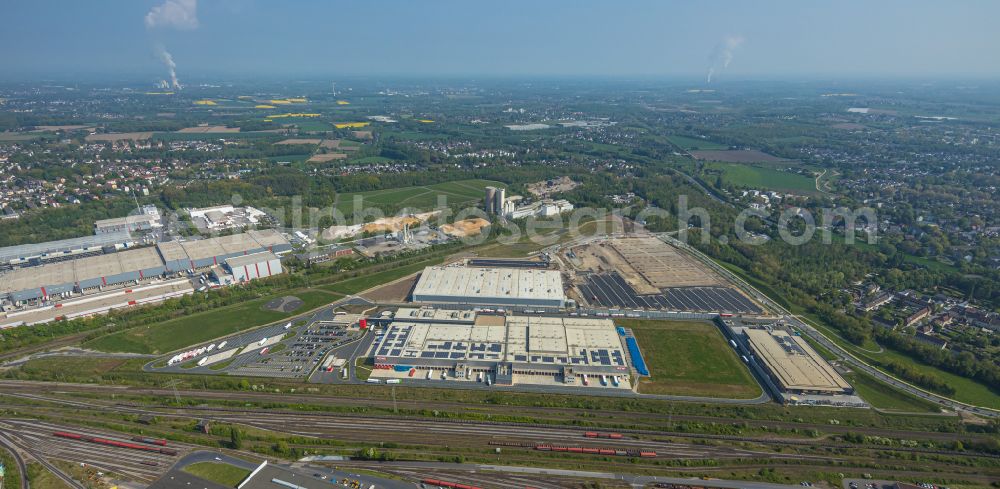 Aerial photograph Dortmund - Building complex on the site of the logistics center REWE DORTMUND Grosshandel eG on Rueschebrinkstrasse in Dortmund at Ruhrgebiet in the state North Rhine-Westphalia, Germany