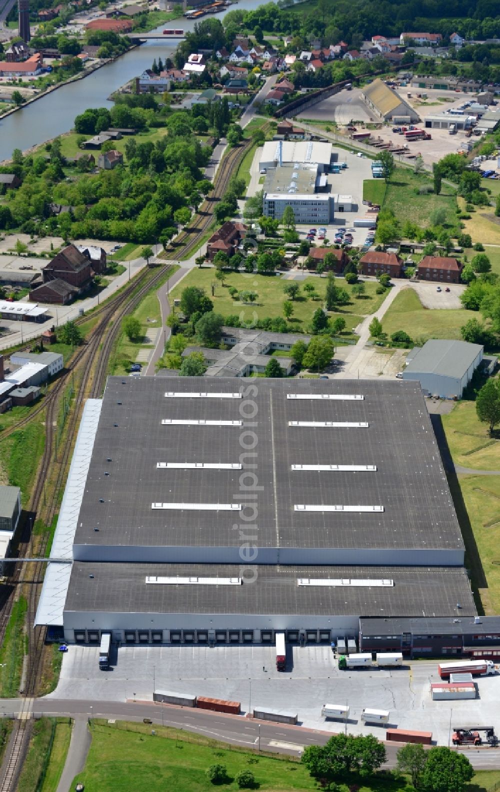 Aerial image Genthin - View of the logistics centre of the Waschmittelwerk Genthin GmbH in Genthin in the state of Saxony-Anhalt