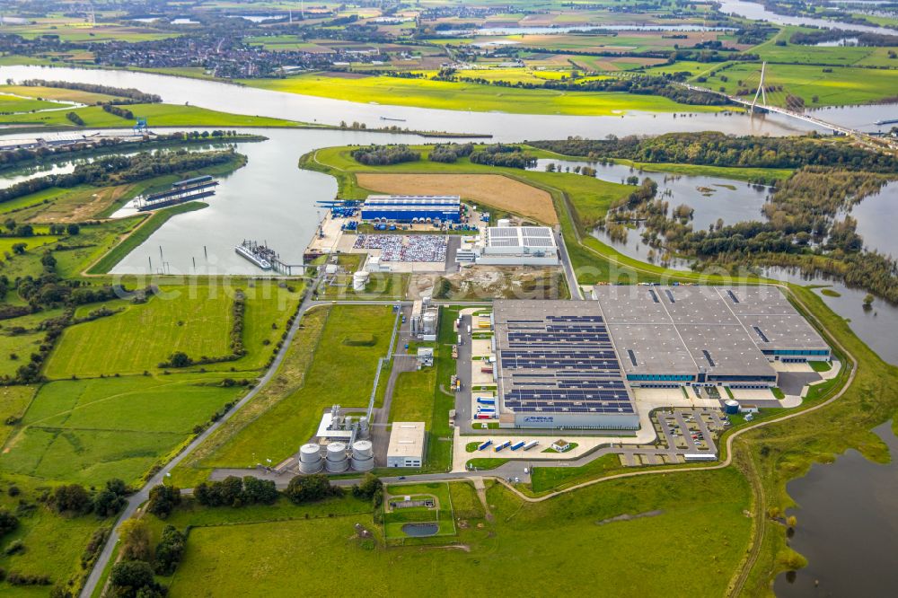 Wesel from above - complex on the site of the logistics center NORDFROST GmbH & Co. KG in Lippedorf at Ruhrgebiet in the state North Rhine-Westphalia, Germany