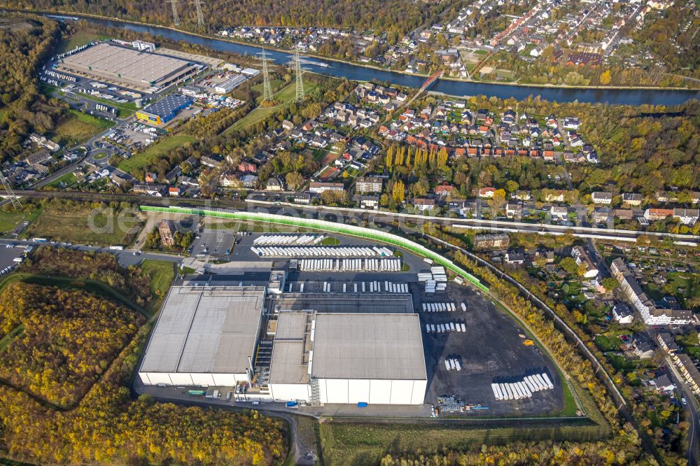 Wanne-Eickel from the bird's eye view: Building complex on the site of the logistics center of NORDFROST GmbH & Co. KG Am Malakowturm in Wanne-Eickel in the state North Rhine-Westphalia, Germany