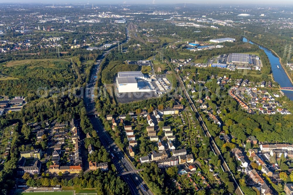 Wanne-Eickel from above - Building complex on the site of the logistics center of NORDFROST GmbH & Co. KG Am Malakowturm in Wanne-Eickel in the state North Rhine-Westphalia, Germany