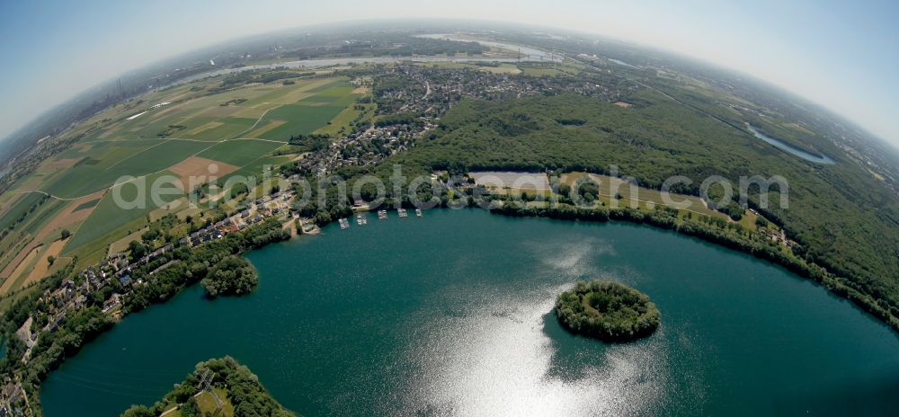 Duisburg OT Baerl from above - Fisheye view of the Lohheideseein the district of Baerl in Duisburg in the state North Rhine-Westphalia