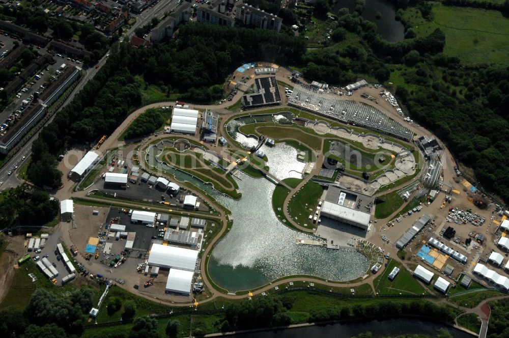 Aerial photograph Waltham Cross - The canoe slalom park Lee Valley White Water Centre is an Out-of-London venue and located near by Waltham Cross in Hertfordshire and one of the Olympic and Paralympic venues for the 2012 Games in Great Britain