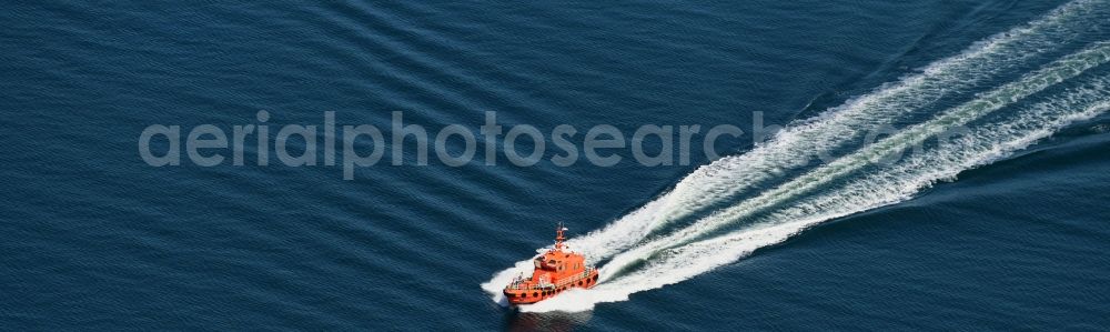 Aerial image Travemünde - Ship - specialized vessel in driving on the Baltic Sea in Travemuende in the state Schleswig-Holstein, Germany