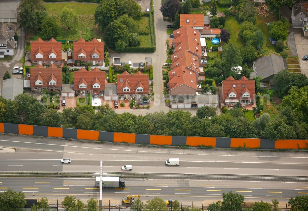 Aerial image Herne - View of noise barriers in Herne in the state North Rhine-Westphalia