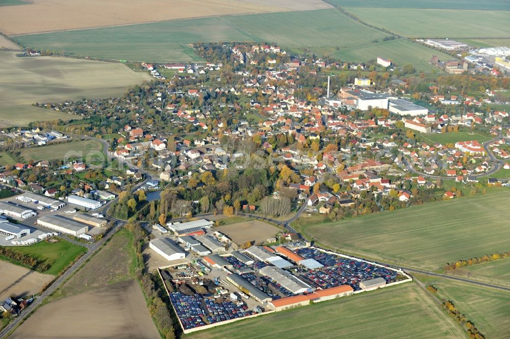 Aerial photograph Krostitz - Car recycling and disposal resp. scrap trade in Krostitz in Saxony