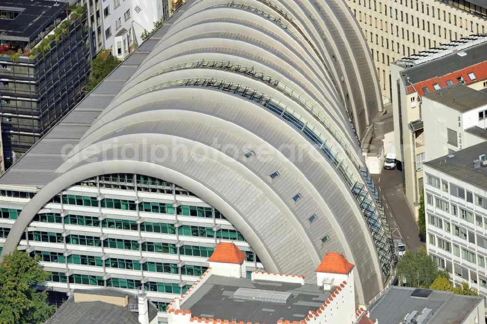 Berlin from the bird's eye view: Das Ludwig-Erhard-Haus (LEH) in Berlin-Charlottenburg. Das LEH wurde vom britischen Architektenteam Nicholas Grimshaw & Partner London/Berlin errichtet. Im Gebäude haben u.a. die IHK Berlin, die Börse Berlin und weitere wichtige Institutionen der regionalen Wirtschaft ihren Sitz. The Ludwig Erhard Haus (LEH) in Berlin Charlottenburg. The LEH was built by the architects Nicholas Grimshaw & Partner London/Berlin. In the building are the IHK Berlin, the Berlin Stock Exchange and other important institutions of the regional economy.