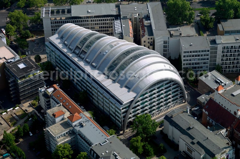 Aerial photograph Berlin - The Ludwig-Erhard-Haus (commonly known as Armadillo), the seat of the Berlin Stock Exchange and the Chamber of Commerce's (ICC). The building was constructed by Nicholas Grimshaw and Partners. It is located Fasanenstrasse in Berlin's Charlottenburg