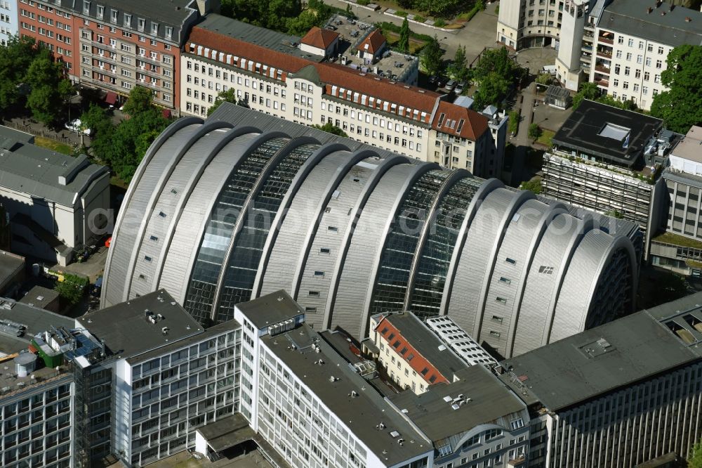 Berlin from the bird's eye view: The Ludwig-Erhard-Haus (commonly known as Armadillo), the seat of the Berlin Stock Exchange and the Chamber of Commerce's (ICC). The building was constructed by Nicholas Grimshaw and Partners. It is located Fasanenstrasse in Berlin's Charlottenburg