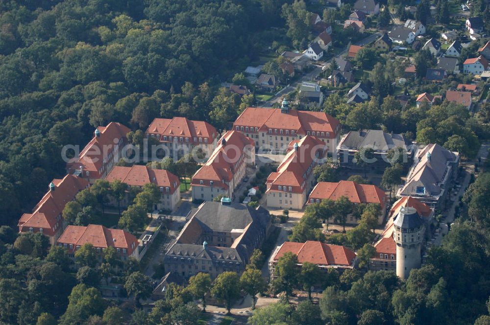 Aerial image Berlin - Blick auf den Ludwig Park Wohnen für Generationen mit dem Wasserturm in Buch. Das ehemalige Alte Leute Heim Ludwig Hoffmanns wird durch die LudwigPark Berlin GmbH stufenweise denkmalgerecht saniert. Geplant sind auf dem 100.000 qm großem Grundstück u.a. Wohnungen, betreutes Wohnen, Pflegestationen und ein Hotel.