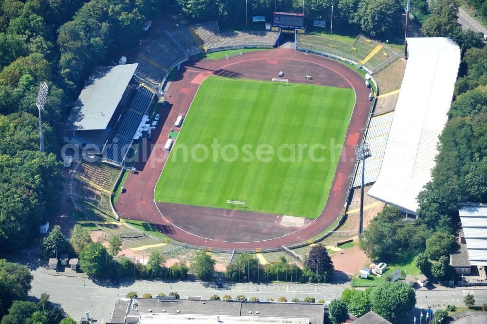 Aerial image Saarbrücken - Blick auf das Ludwigspark-Stadion in Saarbrücken, es ist die Heimstätte des 1. FC Saarbrücken und der Saarland Hurricanes genutzt wird. The Louis Park Stadium in Saarbrücken.