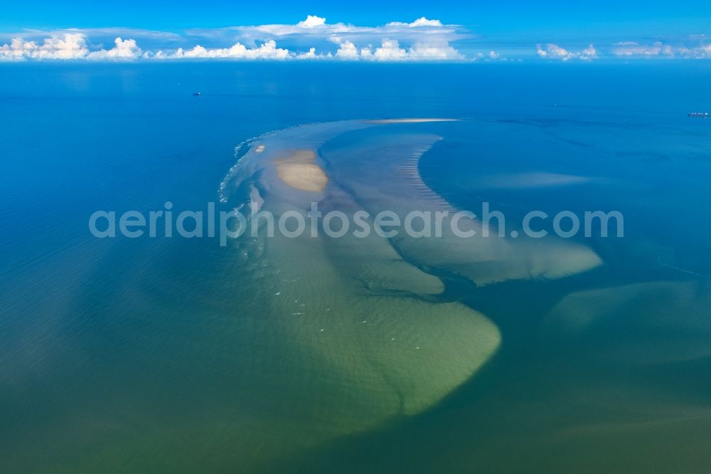 Scharhörn from the bird's eye view: Aerial view of the coastal area of a??a??the North Sea - island in Scharhoern Nigehoern outer reef sandbanks in the state of Hamburg