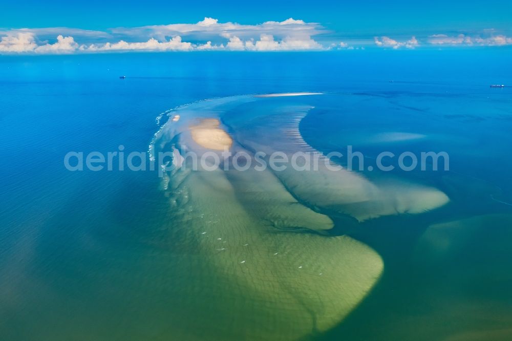 Aerial image Scharhörn - Aerial view of the coastal area of a??a??the North Sea - island in Scharhoern Nigehoern outer reef sandbanks in the state of Hamburg