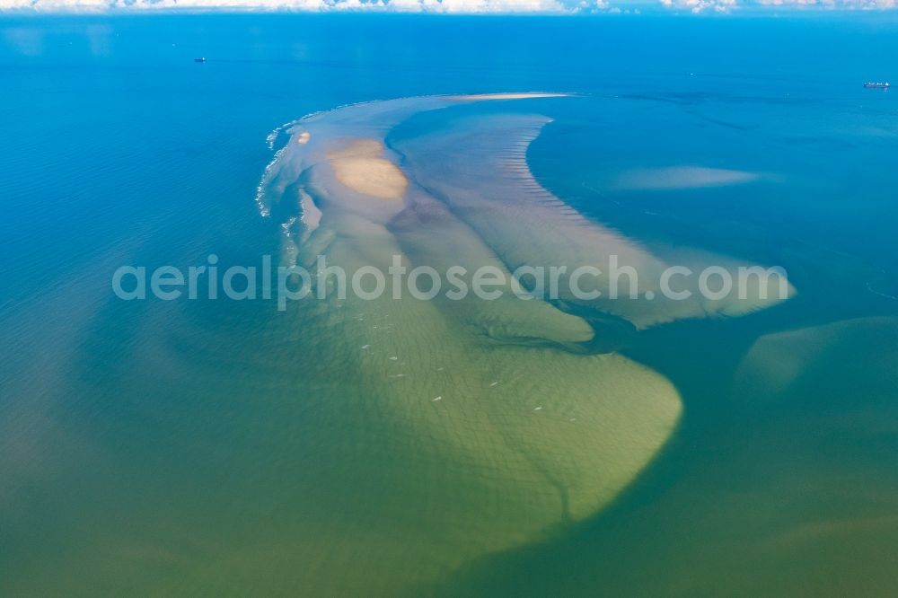 Aerial photograph Scharhörn - Aerial view of the coastal area of a??a??the North Sea - island in Scharhoern Nigehoern outer reef sandbanks in the state of Hamburg