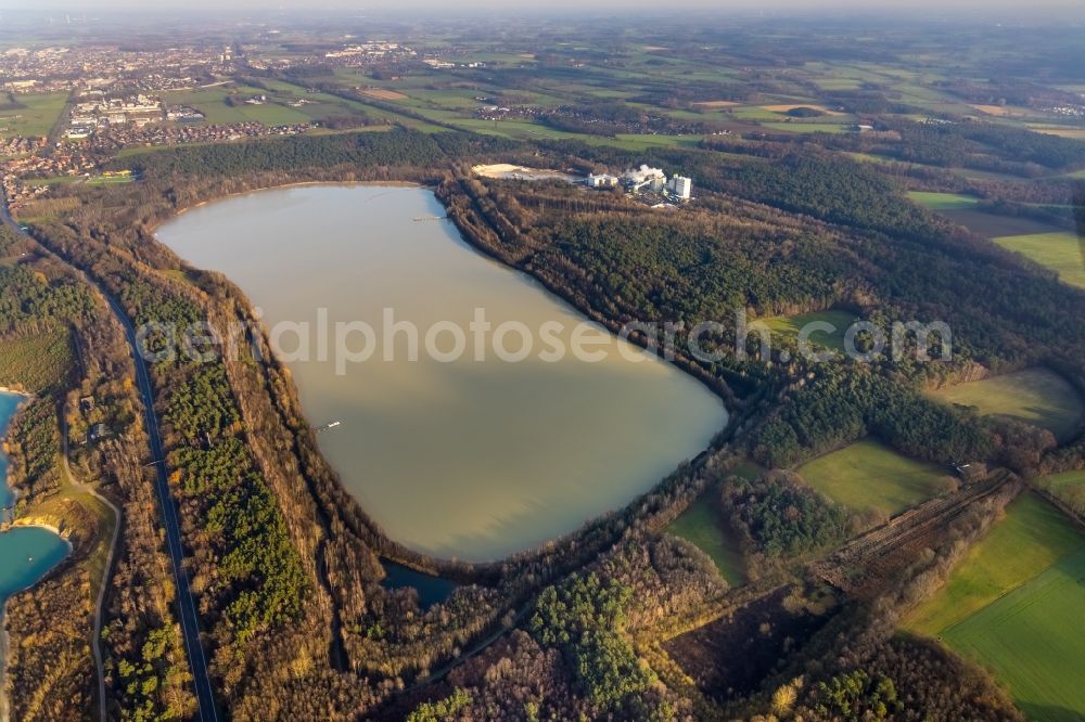 Lehmbraken from above - Aerial view of the shore areas of the lake Silbersee III in Lehmbraken in the federal state of North Rhine-Westphalia, Germany