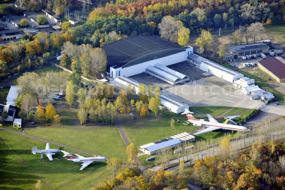 Merseburg (Saale) from the bird's eye view: Museum building ensemble Luftfahrt- and Technik-Museumspark in Merseburg (Saale) in the state Saxony-Anhalt, Germany