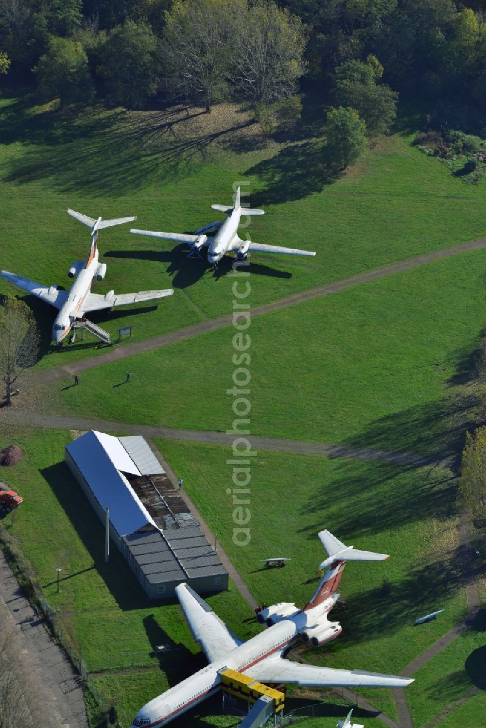 Aerial image Merseburg (Saale) - Museum building ensemble Luftfahrt- and Technik-Museumspark in Merseburg (Saale) in the state Saxony-Anhalt, Germany