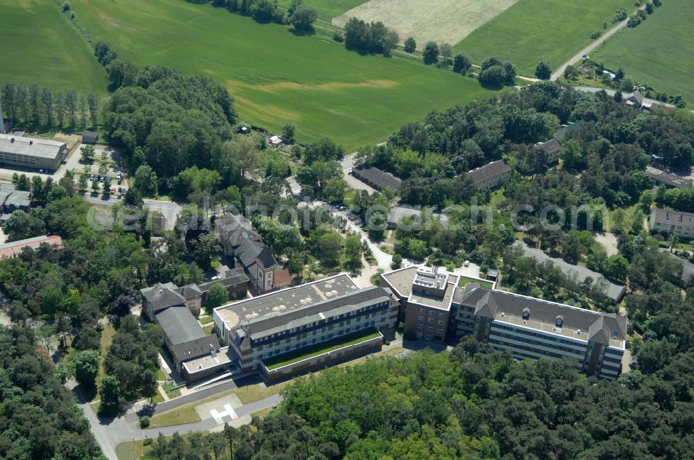 Lostau from above - Blick auf die Lungenklinik in Lostau, das Zentrum für Pneumologie und Thoraxchirogie. Die Lungenklinik ist ein akademisches Lehrkrankenhaus der Otto-von-Guericke-Universität Magdeburg. View of the lung clinic in Lostau, the Centre for Pneumology and Thoracic chirogie. The lung clinic is an academic teaching hospital of the Otto-von-Guericke University of Magdeburg.