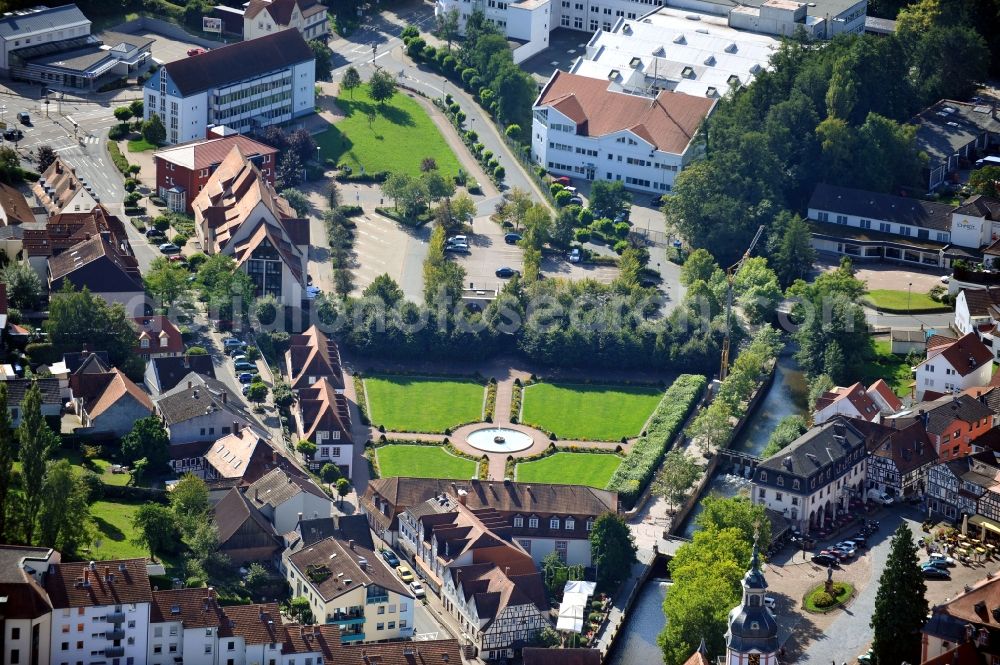 Erbach ( Odenwald ) from above - View of Lustgarten and Orangerie Erbach ( Odenwald ) in Hesse