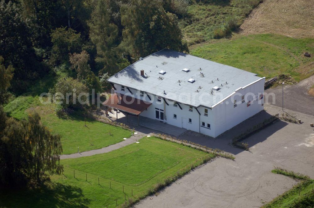 Madelungen from above - Blick auf dasLandhotel Zur alten Schrotmühle, dem Quartier der EUROVIA an der Max-Kürschner-Strasse / im Dorfe in Madelungen / Türingen im Rahmen der Neubauarbeiten BAB A4 .