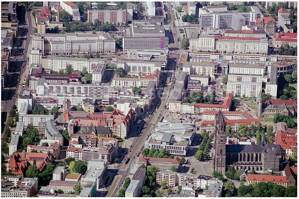 Magdeburg from above - 06.07.04 Magdeburg, Baustelle am Universitätsplatz