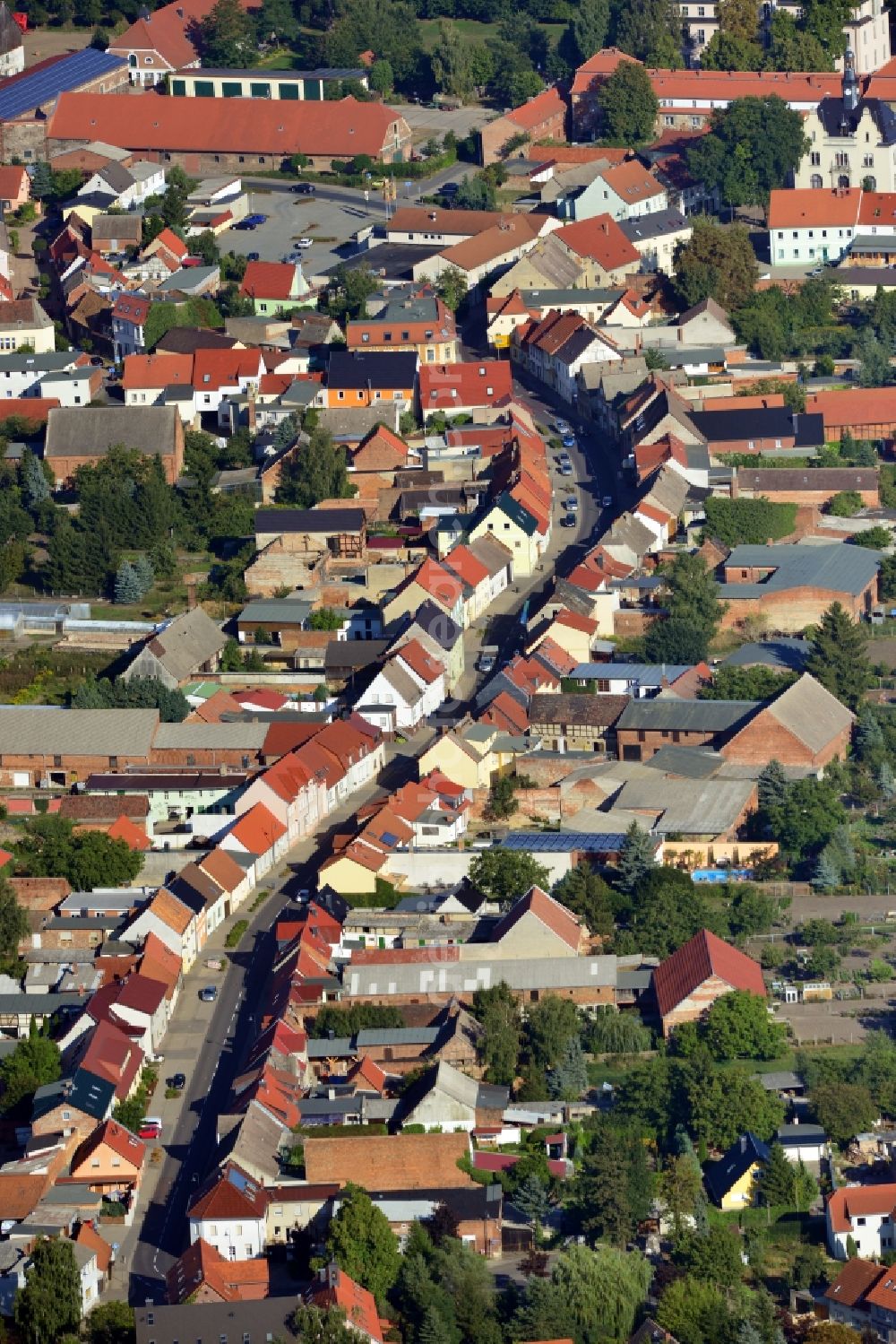 Möckern from above - View of the Magdeburger Strasse in Moeckern in the state of Saxony-Anhalt