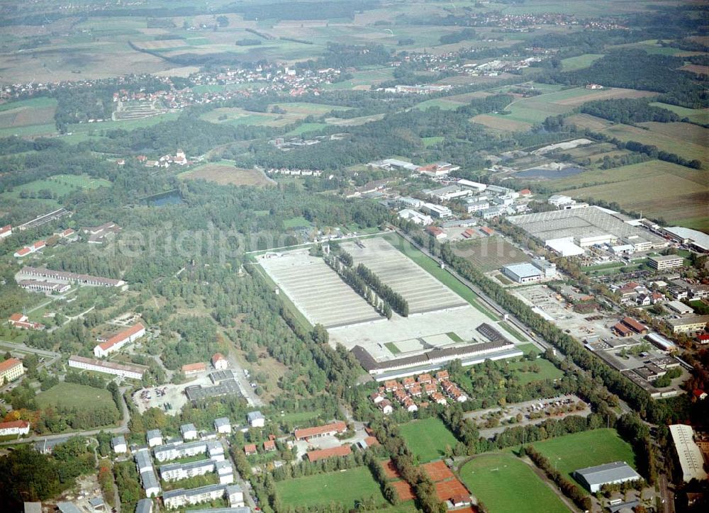 Dachau from the bird's eye view: Mahn- und Gedenkstätte des ehem. KZ Dachau.