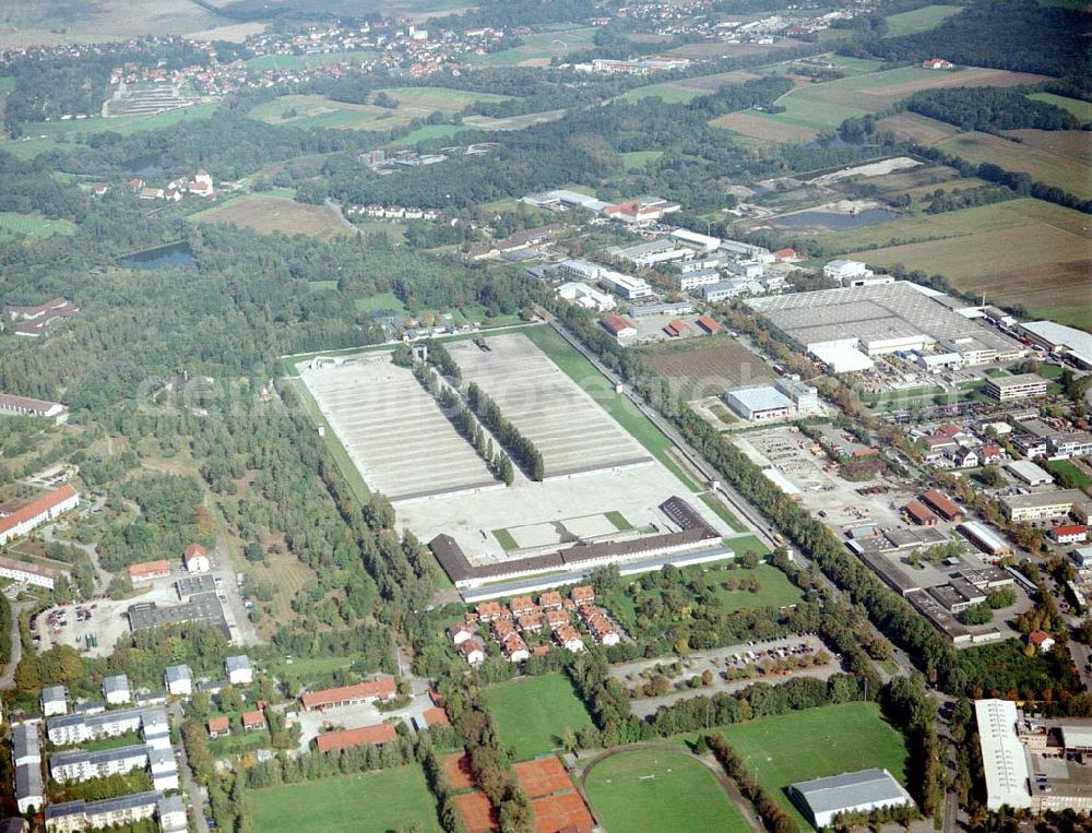 Aerial image Dachau - Mahn- und Gedenkstätte des ehem. KZ Dachau.