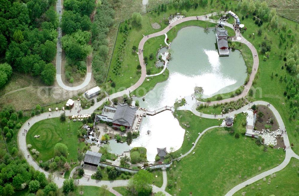 Aerial image Berlin - Marzahn - 02.Mai 2003 Berlin - Marzahn Chinesischer Garten im Erholungspark Marzahn.