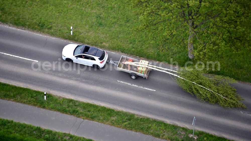 Königswinter from above - Maypole transport in the state North Rhine-Westphalia, Germany