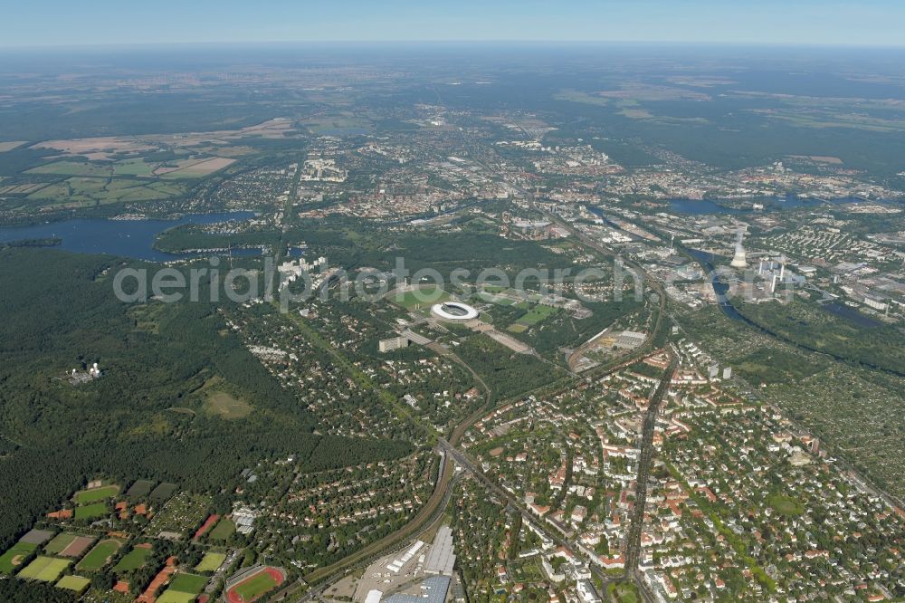 Berlin from above - Sports facility grounds of the Arena stadium Olympiastadion in Berlin in Germany