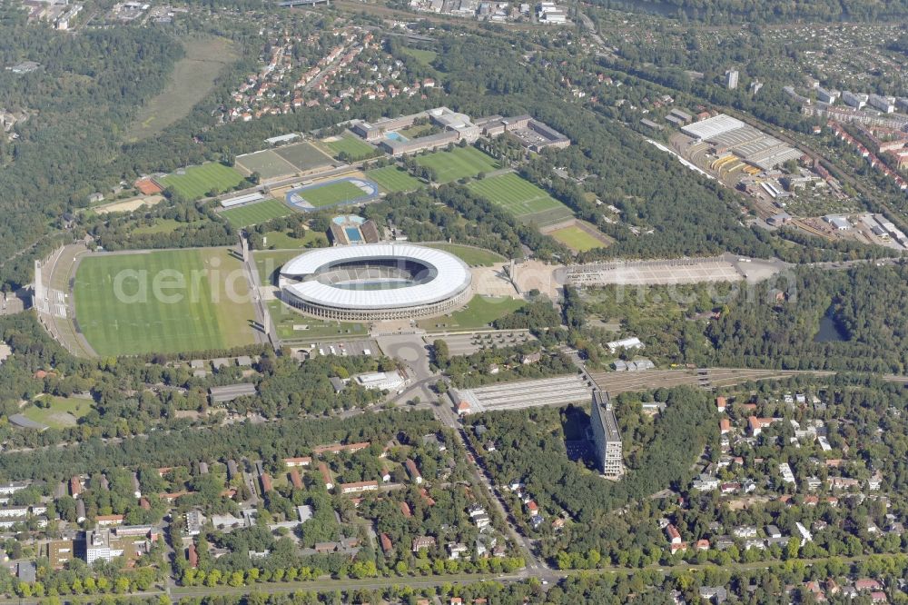 Aerial photograph Berlin - Sports facility grounds of the Arena stadium Olympiastadion in Berlin in Germany